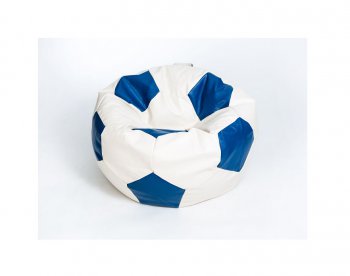 Кресло-мешок Мяч большой Экокожа бело-синее в Красноуральске - krasnouralsk.mebel-74.com | фото