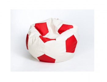 Кресло-мешок Мяч большой Экокожа бело-красное в Красноуральске - krasnouralsk.mebel-74.com | фото