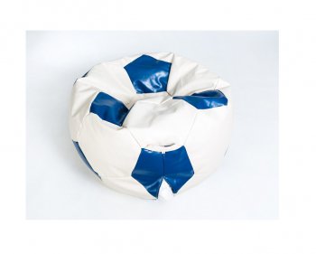 Кресло-мешок Мяч большой Экокожа бело-синее в Красноуральске - krasnouralsk.mebel-74.com | фото