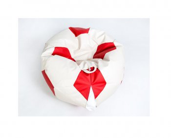 Кресло-мешок Мяч большой Экокожа бело-красное в Красноуральске - krasnouralsk.mebel-74.com | фото