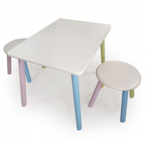Детский комплект стол и два табурета круглых  (Белый, Белый, Цветной) в Красноуральске - krasnouralsk.mebel-74.com | фото