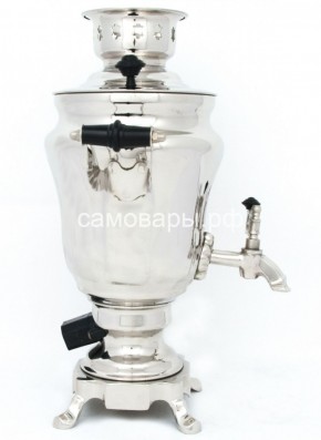 Электрический самовар из латуни никелированный на 1,5 литра форма "Тюльпан" с защитой от выкипания в Красноуральске - krasnouralsk.mebel-74.com | фото