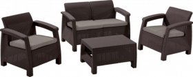 Комплект мебели Корфу сет (Corfu set) коричневый - серо-бежевый * в Красноуральске - krasnouralsk.mebel-74.com | фото