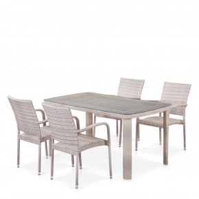 Комплект плетеной мебели T256C/Y376C-W85 Latte (4+1) + подушки на стульях в Красноуральске - krasnouralsk.mebel-74.com | фото