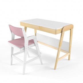 Комплект растущий стол и стул с чехлом 38 попугаев «Вуди» (Белый, Белый, Розовый) в Красноуральске - krasnouralsk.mebel-74.com | фото