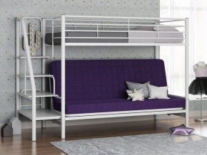 Кровать двухъярусная с диваном "Мадлен-3" (Белый/Фиолетовы) в Красноуральске - krasnouralsk.mebel-74.com | фото