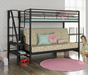 Кровать двухъярусная с диваном "Мадлен-3" (Черный/Серый) в Красноуральске - krasnouralsk.mebel-74.com | фото