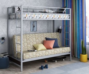 Кровать двухъярусная с диваном "Мадлен" (Серый/Фиолетовый) в Красноуральске - krasnouralsk.mebel-74.com | фото
