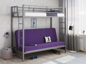 Кровать двухъярусная с диваном "Мадлен" (Серый/Фиолетовый) в Красноуральске - krasnouralsk.mebel-74.com | фото