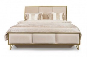Кровать Lara 1600 с мягким изголовьем + основание (белый глянец) в Красноуральске - krasnouralsk.mebel-74.com | фото