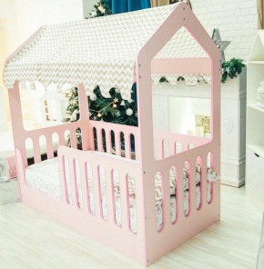 Кровать-домик без ящика 800*1600 (Розовый) в Красноуральске - krasnouralsk.mebel-74.com | фото