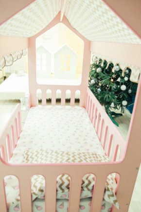 Кровать-домик без ящика 800*1600 (Розовый) в Красноуральске - krasnouralsk.mebel-74.com | фото