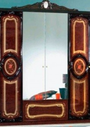 Шкаф 4-х дверный с зеркалами (01.144) Роза (могано) в Красноуральске - krasnouralsk.mebel-74.com | фото