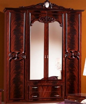 Шкаф 4-х дверный с зеркалами (03.144) Ольга (могано) в Красноуральске - krasnouralsk.mebel-74.com | фото