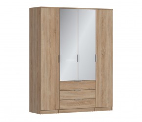 Шкаф 4х дверный с зеркалами Николь СБ-2595/1 (Дуб Сонома) в Красноуральске - krasnouralsk.mebel-74.com | фото