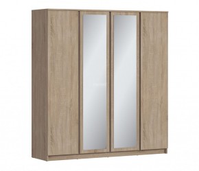 Шкаф 4х дверный с зеркалами Веста СБ-3082 (Дуб Сонома) в Красноуральске - krasnouralsk.mebel-74.com | фото