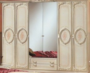 Шкаф 6-и дверный с зеркалами (01.146) Роза (беж) в Красноуральске - krasnouralsk.mebel-74.com | фото