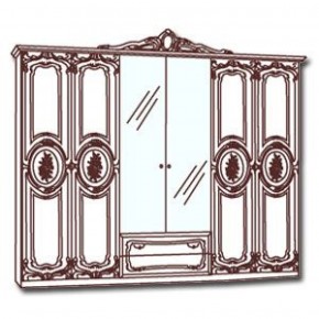 Шкаф 6-и дверный с зеркалами (01.146) Роза (могано) в Красноуральске - krasnouralsk.mebel-74.com | фото