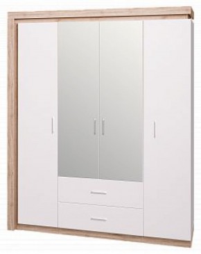 Шкаф для одежды с ящиками 4-х створчатый с зеркалом Люмен 16 в Красноуральске - krasnouralsk.mebel-74.com | фото