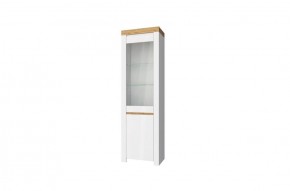 Шкаф с витриной  1V1D, TAURUS, цвет белый/дуб вотан в Красноуральске - krasnouralsk.mebel-74.com | фото