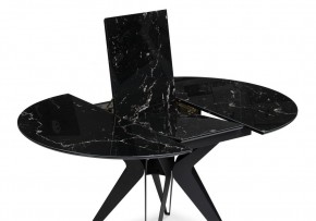 Стол стеклянный Рикла 110(150)х110х76 черный мрамор / черный в Красноуральске - krasnouralsk.mebel-74.com | фото